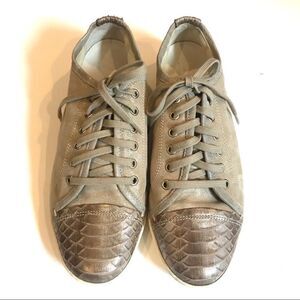 Attilio Giusti Leombruni leather snake skin print Sneaker.  Size 7.5